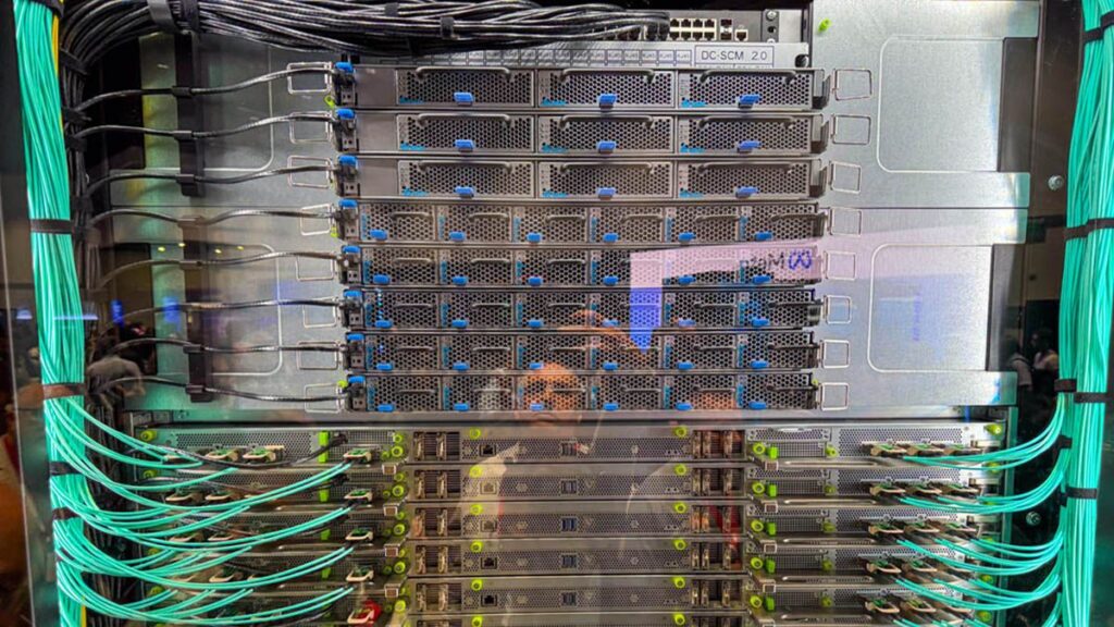 72-GPU AMD Helios rack drew crowds at the OCP Summit 2025 with its dense design and glowing AI-ready configuration 72-GPU AMD Helios rack drew crowds at the OCP Summit 2025 with its dense design and glowing AI-ready configuration