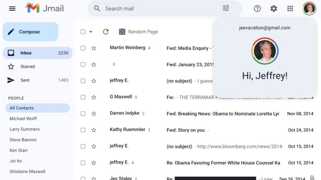 Read Epstein’s emails as if you hacked into his Gmail account with Jmail