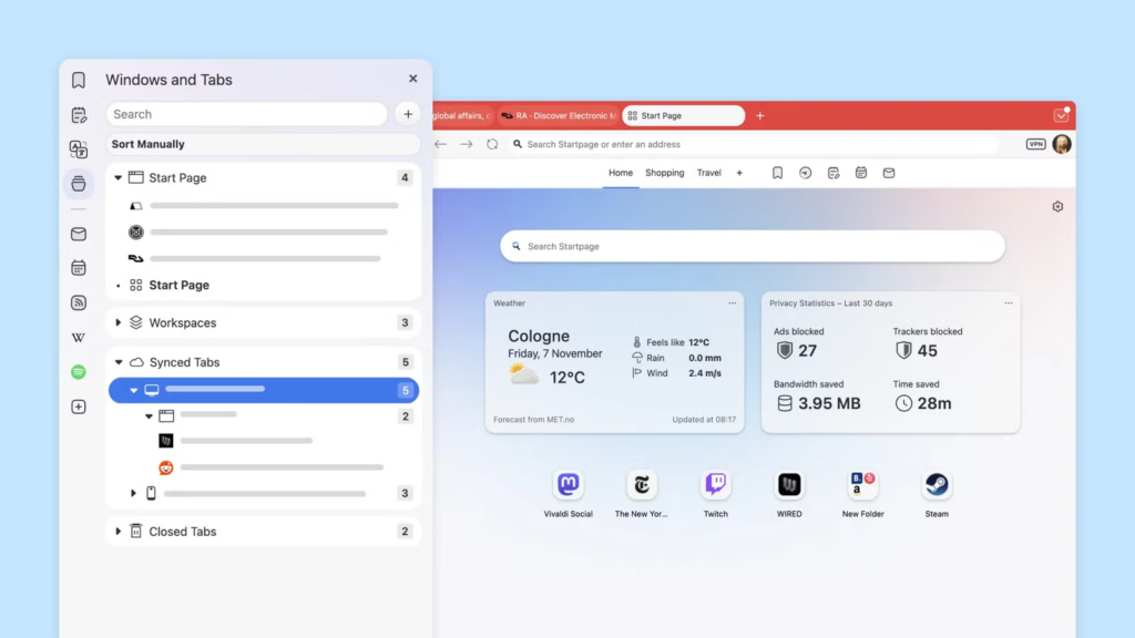 Vivaldi is getting better tab synchronization and a Start Page overhaul